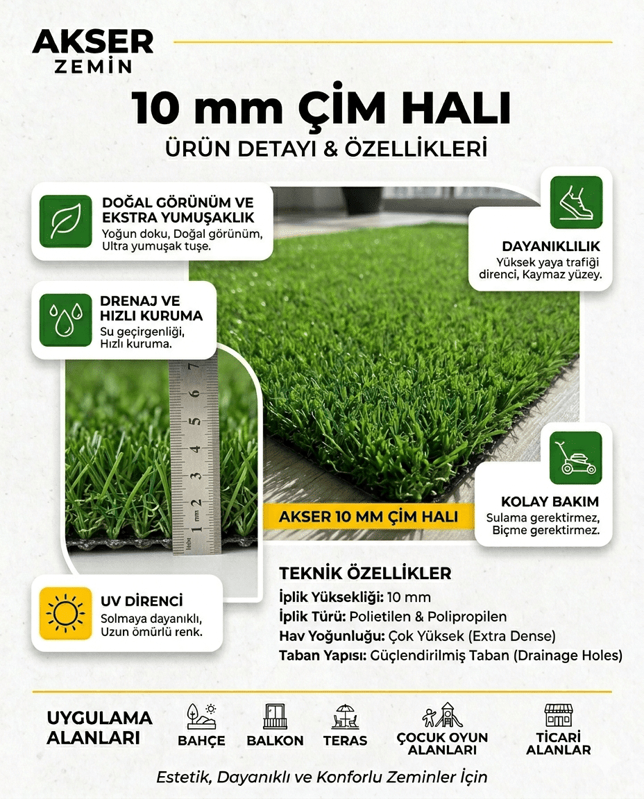 10 mm çim Halı